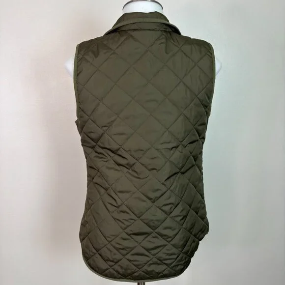 Old Navy Quilted Vest XS Olive Green Full-Zip Pockets Women's Jacket - Picture 6 of 12